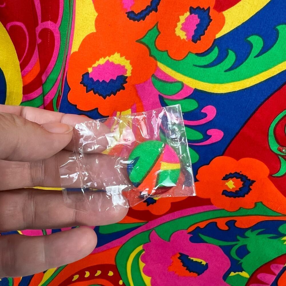 Vintage 90s All Over Bright Colorful Psychedelic Florals Artsy Blazer Medium - Picture 9 of 13